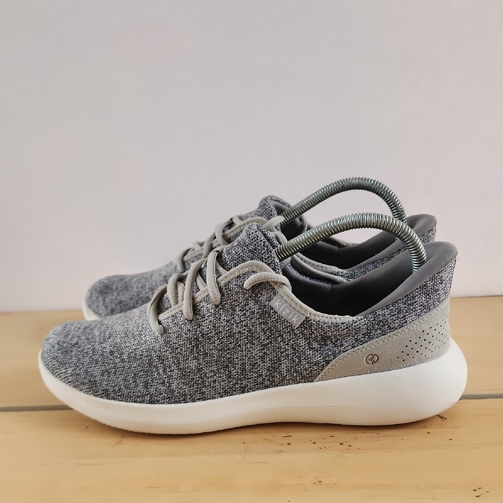 Kizik Madrid Eco Knit Hands Free LaceUp Sneaker Shoe Grey Mens 9/ Womens 10.5